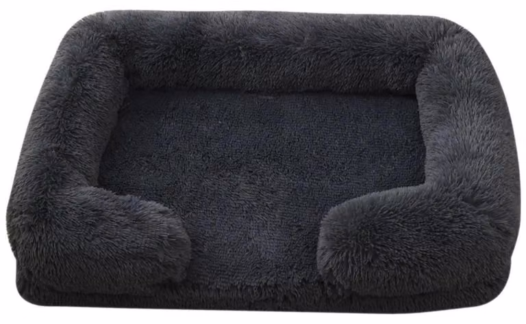 Cuccia per cani, rettangolare, in peluche, per animali domestici, adatta anche per gatti, lavabile, colore grigio scuro, dimensioni L: 80x53 cm