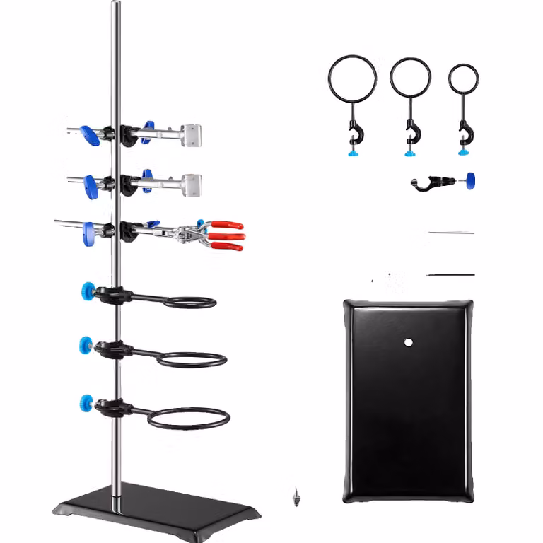 Supporto da laboratorio, altezza 23,6", morsetti regolabili