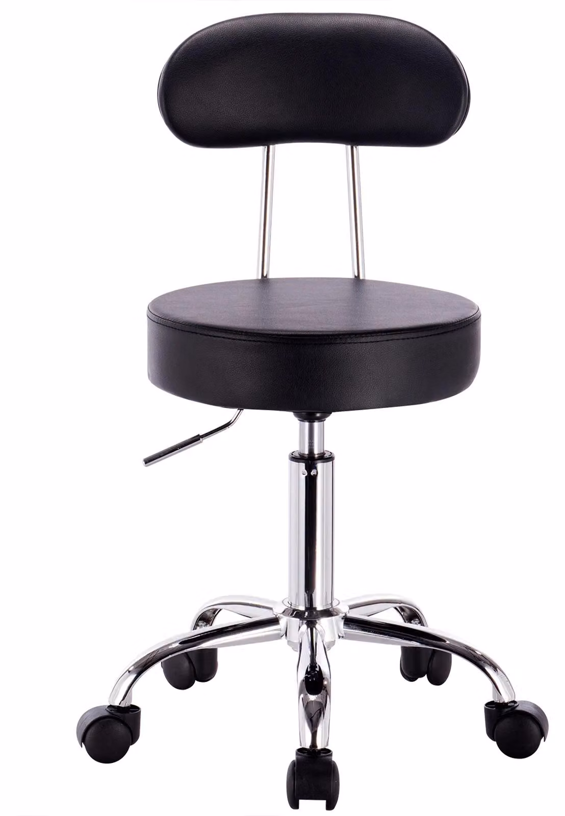 Sedia da ufficio - Sedia da lavoro - Con rotelle - Regolabile in altezza da 47 a 59 cm - Rivestita in ecopelle - Senza braccioli - Colore nero