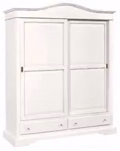 Armadio Shabby Chic KIVIO con 2 Ante Scorrevoli Bianco Modello Gendarme Maxi L: 180 cm, P: 65 cm, H: 220 cm – 2