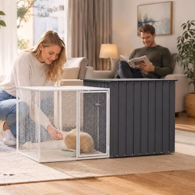 Rabbit Cage, Anthracite, 200x91x100 Cm, Galvanized Steel