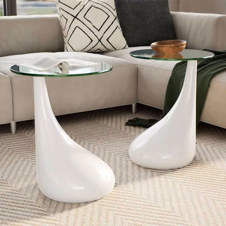 Set di 2 tavolini da salotto vidaXL con ripiano rotondo in vetro bianco lucido e design moderno