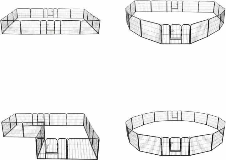 vidaXL Box per cani 16 pannelli in acciaio 60x80 cm nero - Box per cani - Box per cani - Canile per cani - Box per cani