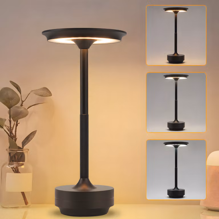 ZMH Lampada da tavolo a batteria Lampada da tavolo a LED ricaricabile Lampada da tavolo touch dimmerabile con USB ricaricabile Lampade da tavolo a batteria nera per davanzale moderno Soggiorno cameretta Camera da letto