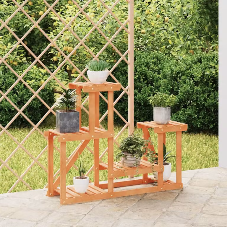 vidaXL Portafiori in Legno di Abete Massello Marrone L: 90 cm, P: 25 cm, H: 73,5 cm