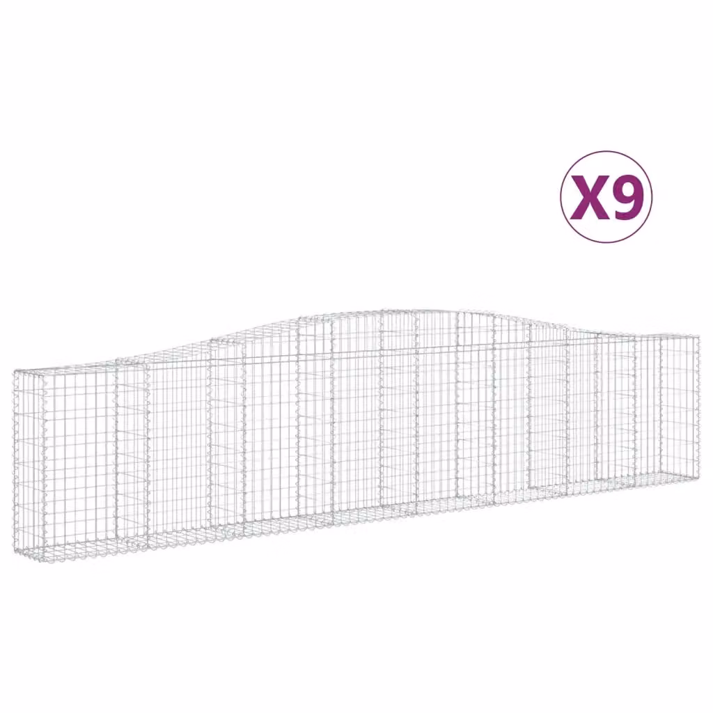 Set di 9 Cesti Gabbioni ad Arco Videx in Acciaio Zincato Argento L: 400 cm, P: 30 cm, H: 80/100 cm – 2