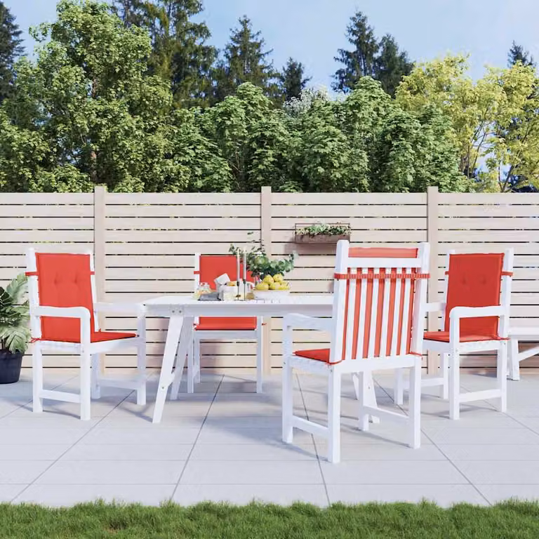 Set di 4 cuscini rettangolari per sedie da giardino vidaXL, colore rosso, idrorepellenti e traspiranti, L 100 x P 50 x H 3 cm