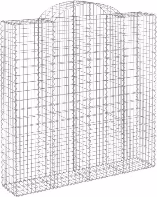 Cesto Gabbione ad Arco in Ferro Zincato Argento L/P/H: 200 x 50 x 200/220 cm