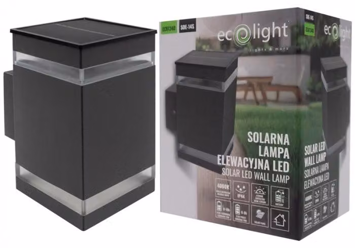Lampada da parete per esterni a LED solare IP44 nero/grigio
