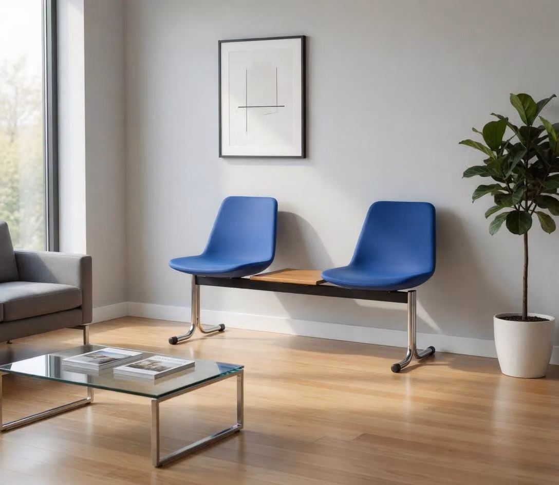 Set di sedie per visitatori moderne, colore blu, modello a schienale alto, adatte per sale d'attesa
