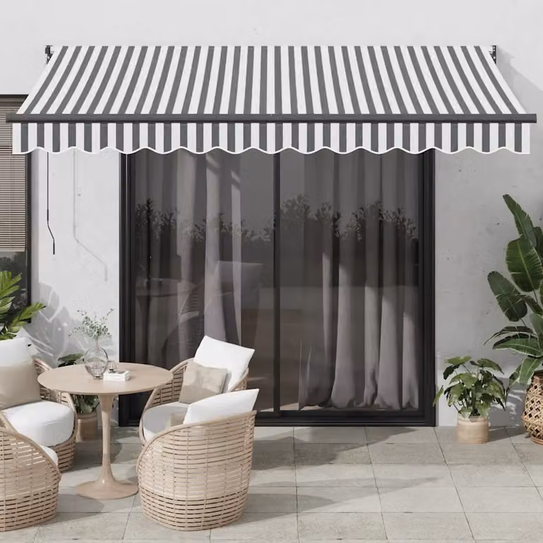 Tenda Retrattile Motorizzata vidaXL in Alluminio e Poliestere, Colore Antracite e Bianca, L: 3,5 m x P: 2,5 m
