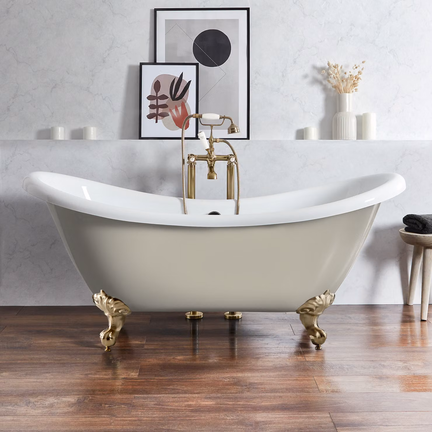 Vasca Freestanding Tradizionale Beige Linen 1750x730mm con Piedini Oro Satinato - Legend