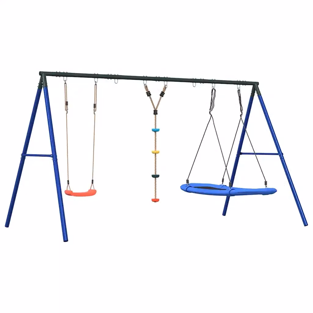 Set Gioco Esterno con Altalena a Disco e Altalena a Nido vidaXL Multicolore – 2