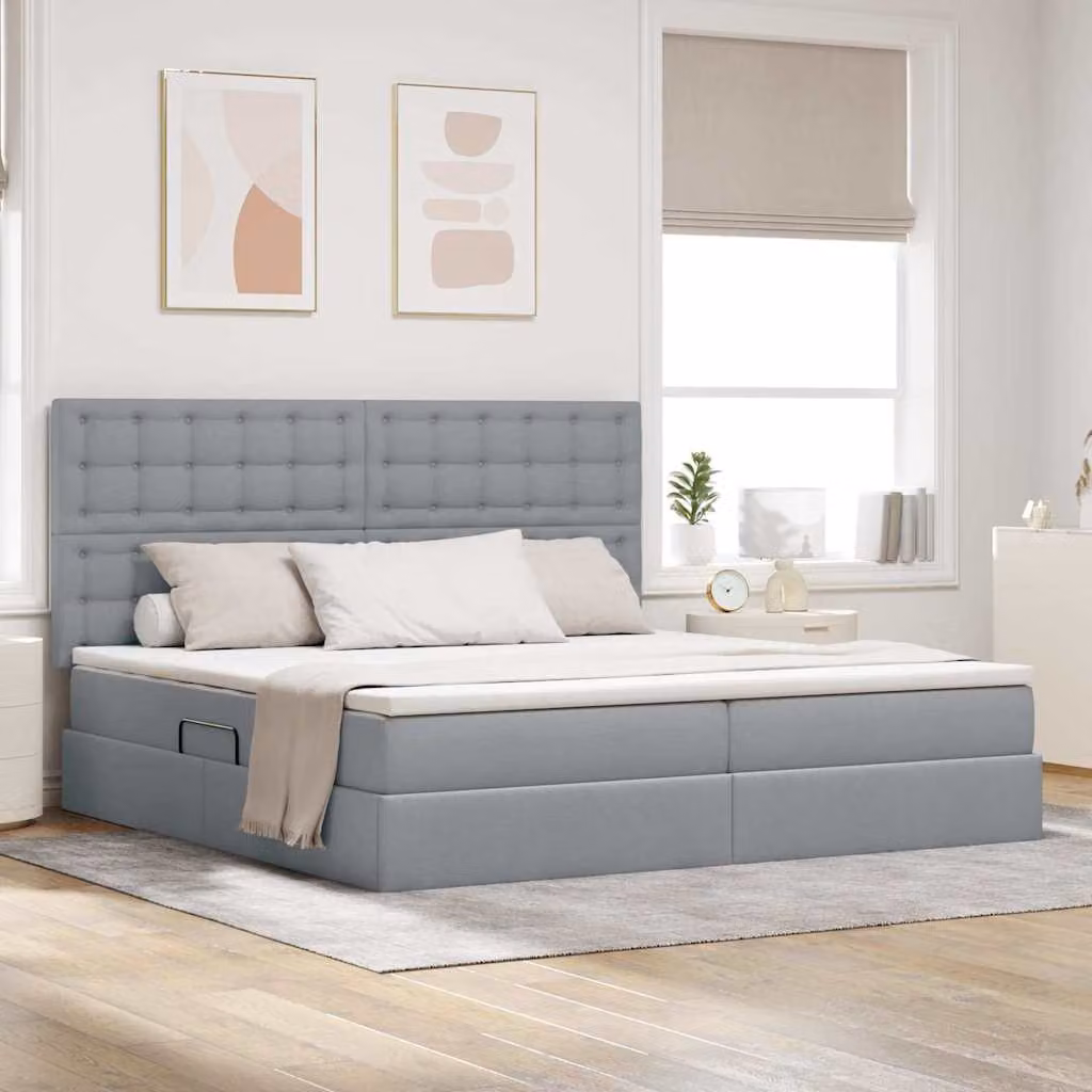 Letto con contenitore vidaXL con illuminazione LED e porta USB, Grigio, L/P: 200 x 200 cm – 1