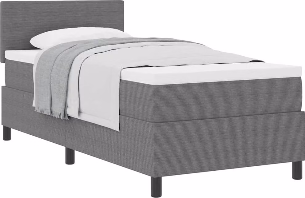 Letto a molle con testiera Grigio chiaro e bianco 80 x 200 cm