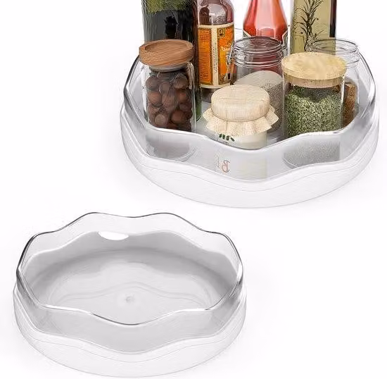 Famanu - Piatto girevole "Lazy Susan" per l'organizzazione della cucina, confezione da 2 pezzi, rotazione a 360°