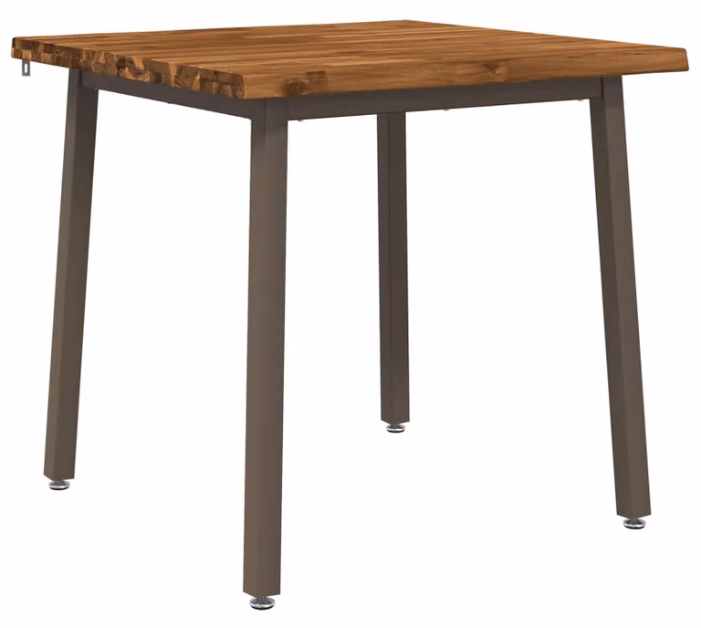 90 x 90 x 75 cm. Mobile in legno massello di acacia, finitura naturale e color caffè, forma quadrata