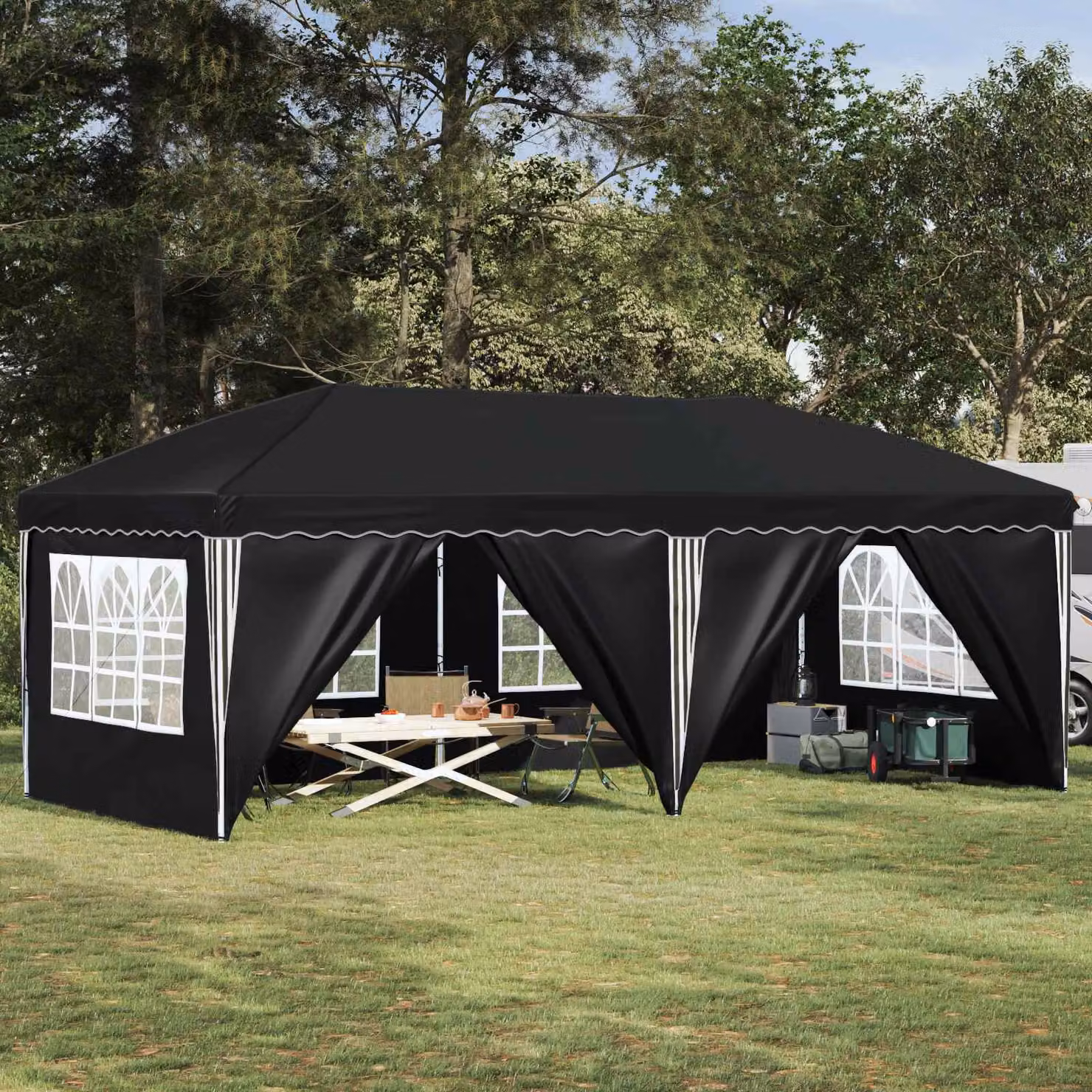 vidaXL Tenda per feste a pop-up Antracite e Nero L: 575 cm, P: 288 cm, H: 245 cm