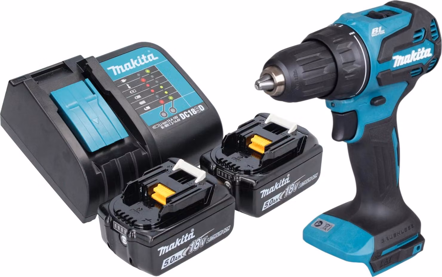 Makita DDF 490 ST Trapano avvitatore a batteria 18 V 65 Nm 1/2" Brushless + 2x batteria 5,0 Ah + caricabatteria