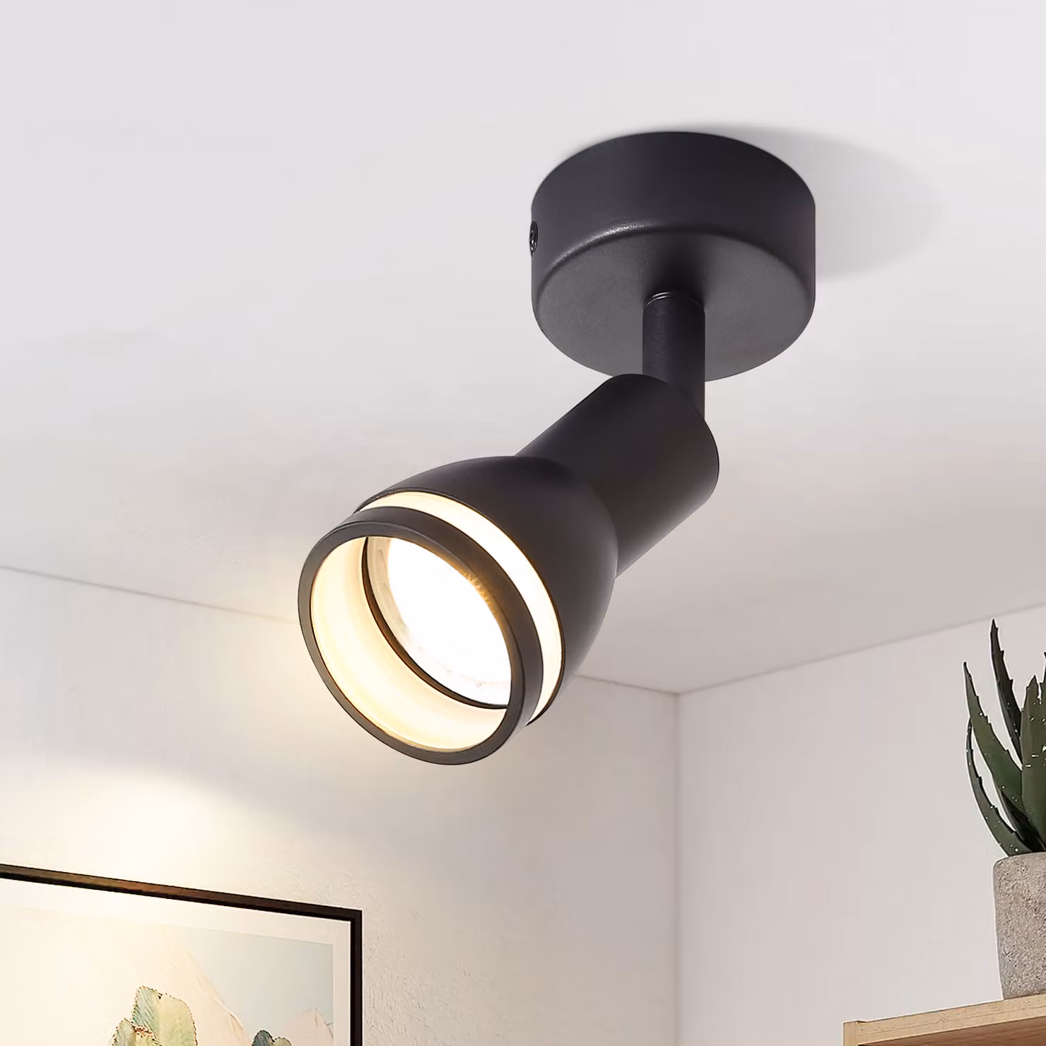 ZMH LED plafoniera 1 fiamma nera plafoniera spot GU10 orientabile faretti da parete spot da soffitto per corridoio soggiorno cucina camera da letto, senza lampadine
