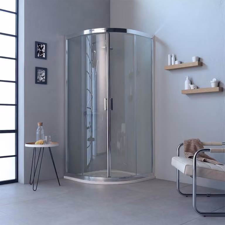 Box doccia semicircolare 90x90 h195 trasparente profili flat ante scorrevoli | Fly