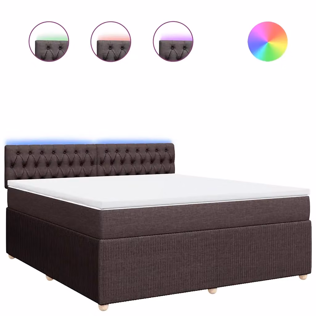 Letto Ibrido Moderno vidaXL con Materasso e Struttura in Legno e Tessuto, Marrone e Bianco, L/P/H: 180 x 200 cm – 2