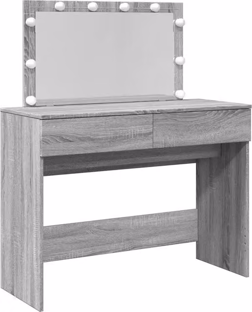 Toeletta | Tavolo da Trucco con LED Grigio Sonoma 100x40x120 cm