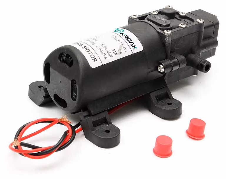 Pompa per acqua - Pompa a membrana ad alta pressione, 12V DC - 130 PSI - Portata di 6 litri al minuto - Autoadescante con interruttore di pressione - Connettore EU, connettore dritto