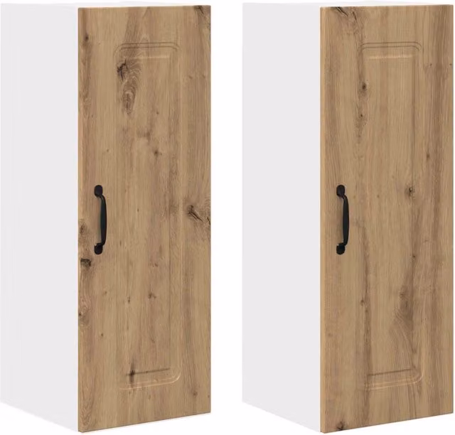 Set di 2 mobili da cucina funzionali minimalisti 30 x 31 x 80 cm in legno multistrato rovere artigianale 02_0053702