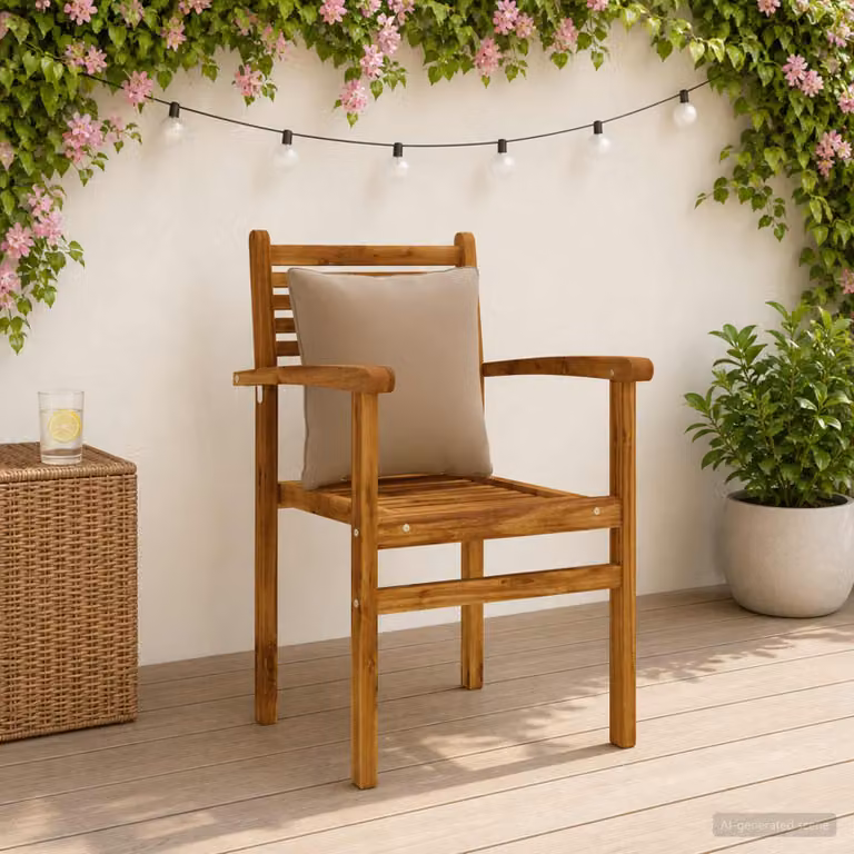 Set di 4 cuscini per schiena vidaXL PUTTEN in poliestere, colore beige, lavabili e resistenti ai raggi UV