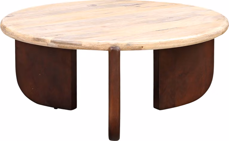 Tavolino Adorata 80 cm - Rotondo in legno di mango con struttura marrone