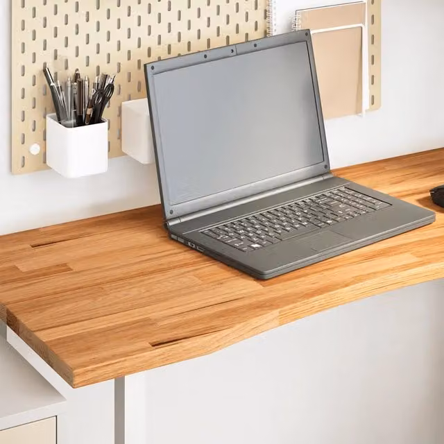 Dessus de bureau marron clair bois chêne massif rectangulaire