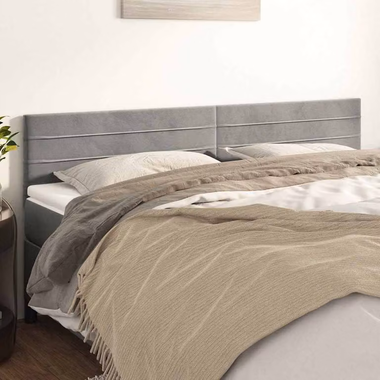 Testiera per letto vidaXL in velluto grigio chiaro, L: 160 cm, P: 5 cm, H: 78-88 cm