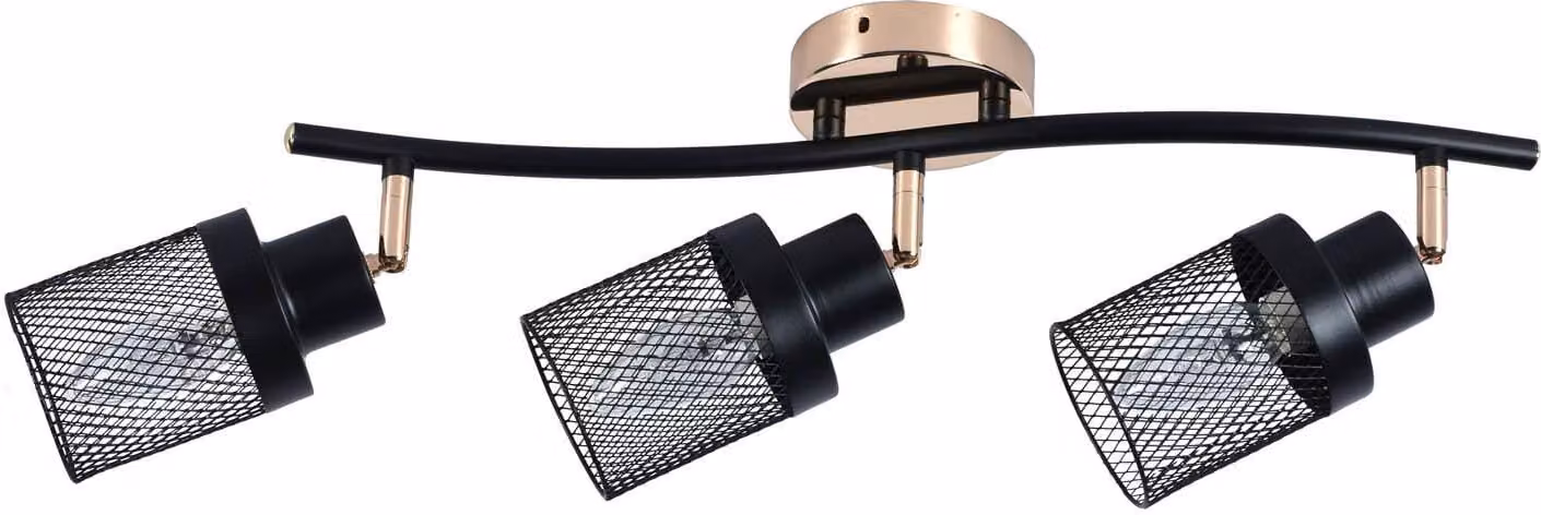 Lampada da soffitto GIASSI oro-nera 3xE14x60W in metallo, dimensioni: 19,5x60x15 cm, IP20, Lampex