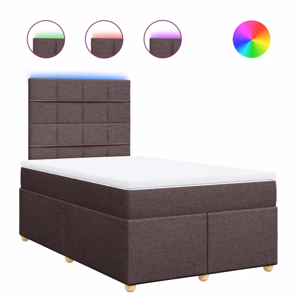 Letto Ibrido con Giroletto a Molle e Materasso vidaXL in Tessuto Marrone e Bianco L/P: 120 x 200 cm – 2