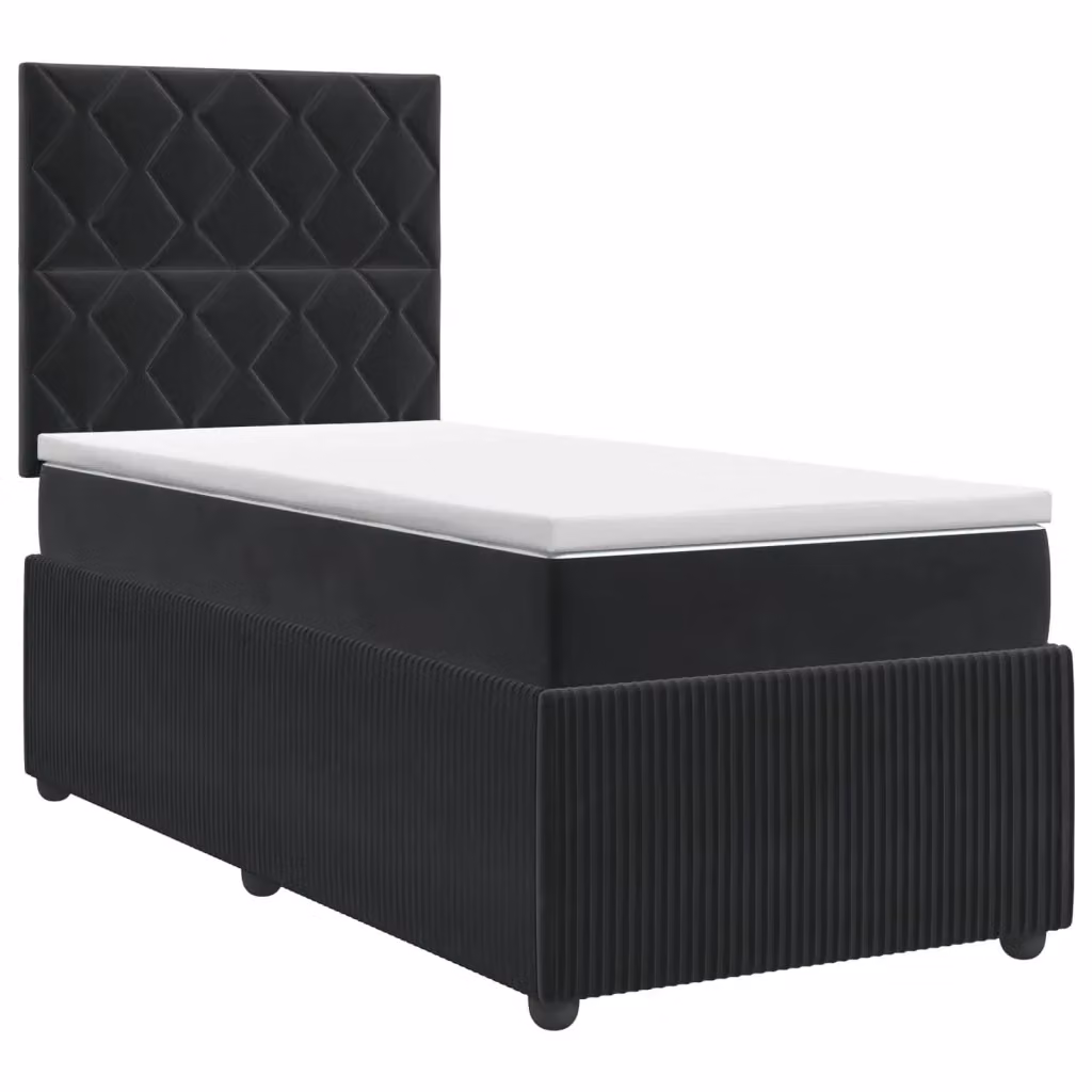 Letto box spring con materasso ibrido vidaXL in velluto nero L 90 cm x P 190 cm – 2