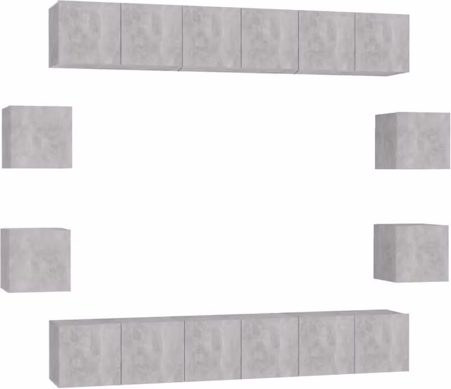 Set di Mobili Porta TV 10pz | Armadietto TV | Mobile Porta TV Grigio Cemento in Legno Multistrato