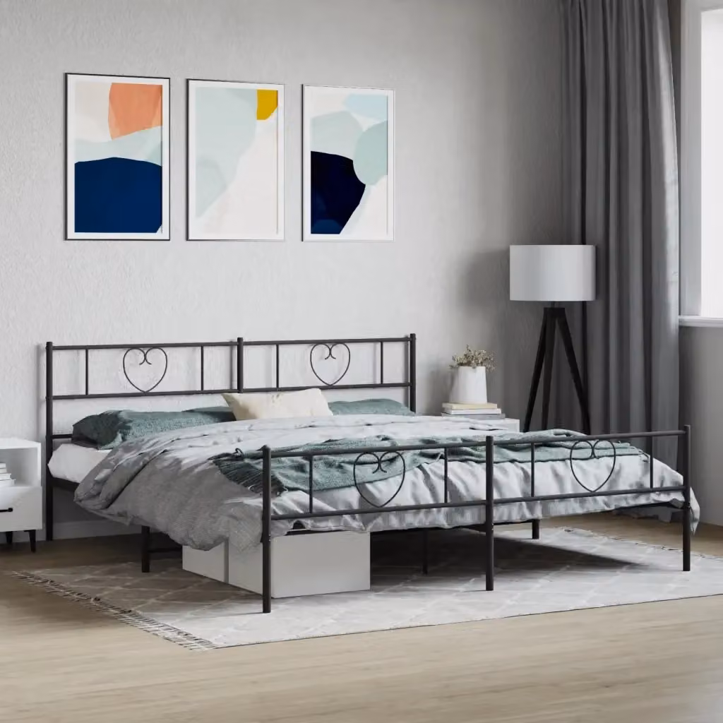 Letto matrimoniale con testiera e pediera in metallo nero DESIGN IN L/P: 200 x 200 cm – 2