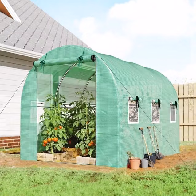 Serra a tunnel 3 x 2 x 2 m con 2 porte avvolgibili e 6 finestre a rete