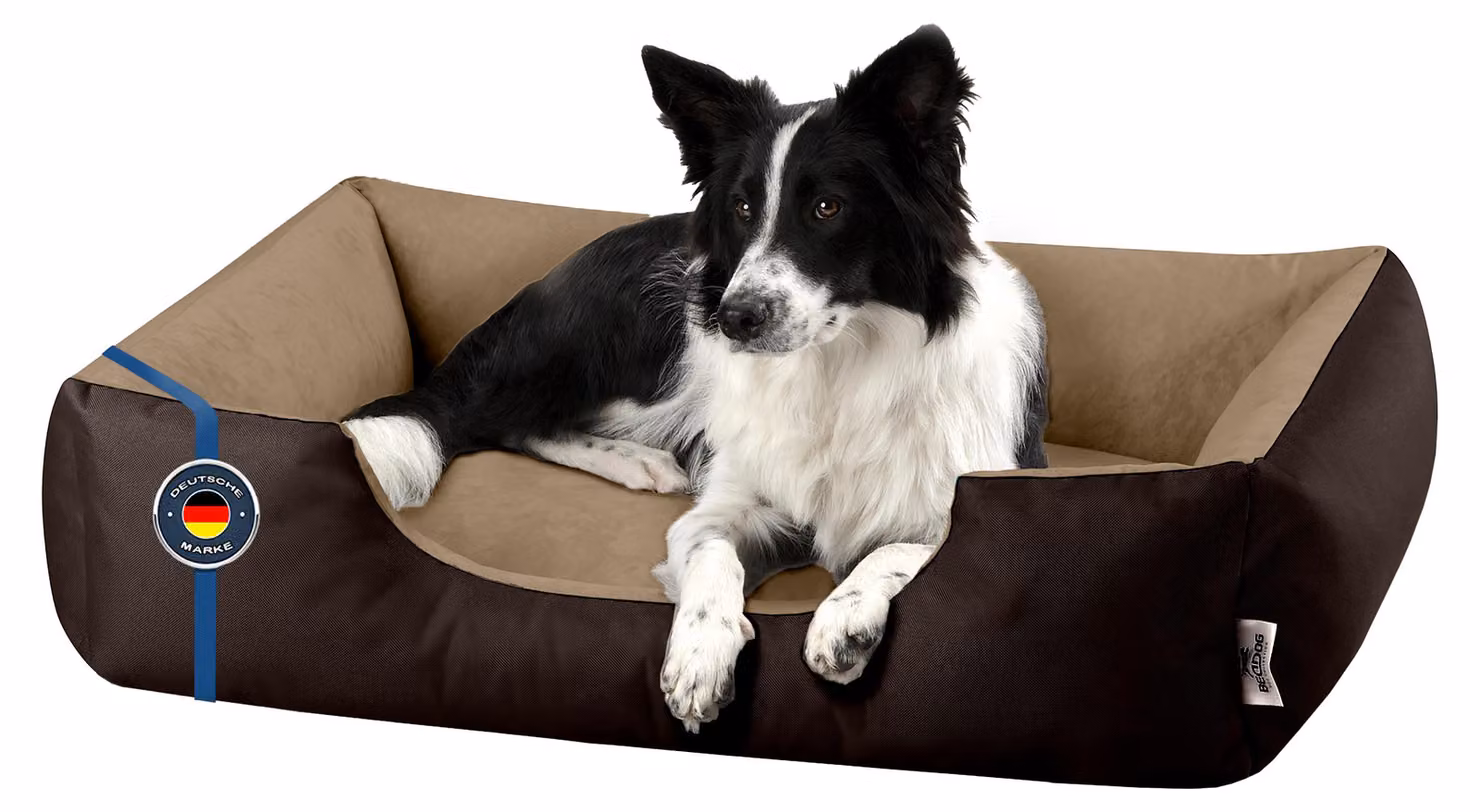 BedDog Lettino per cani LUPI Divanetto per cani Cuscino per cani lavabile, MELANGE (marrone/beige), (L) ca. 80x65x18 cm