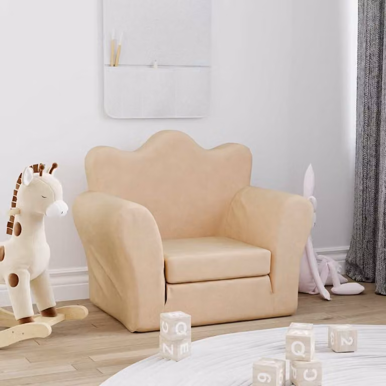 Maison Exclusive - Divano letto per bambini color crema, morbido peluche