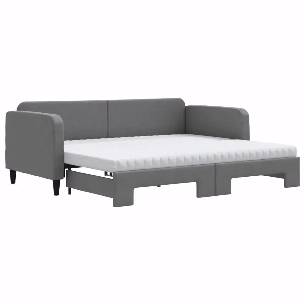 Divano Letto Estraibile vidaXL in Tessuto Grigio con Cassetto per Soggiorno e Camera da Letto L/P/H: 90 x 190 cm – 2