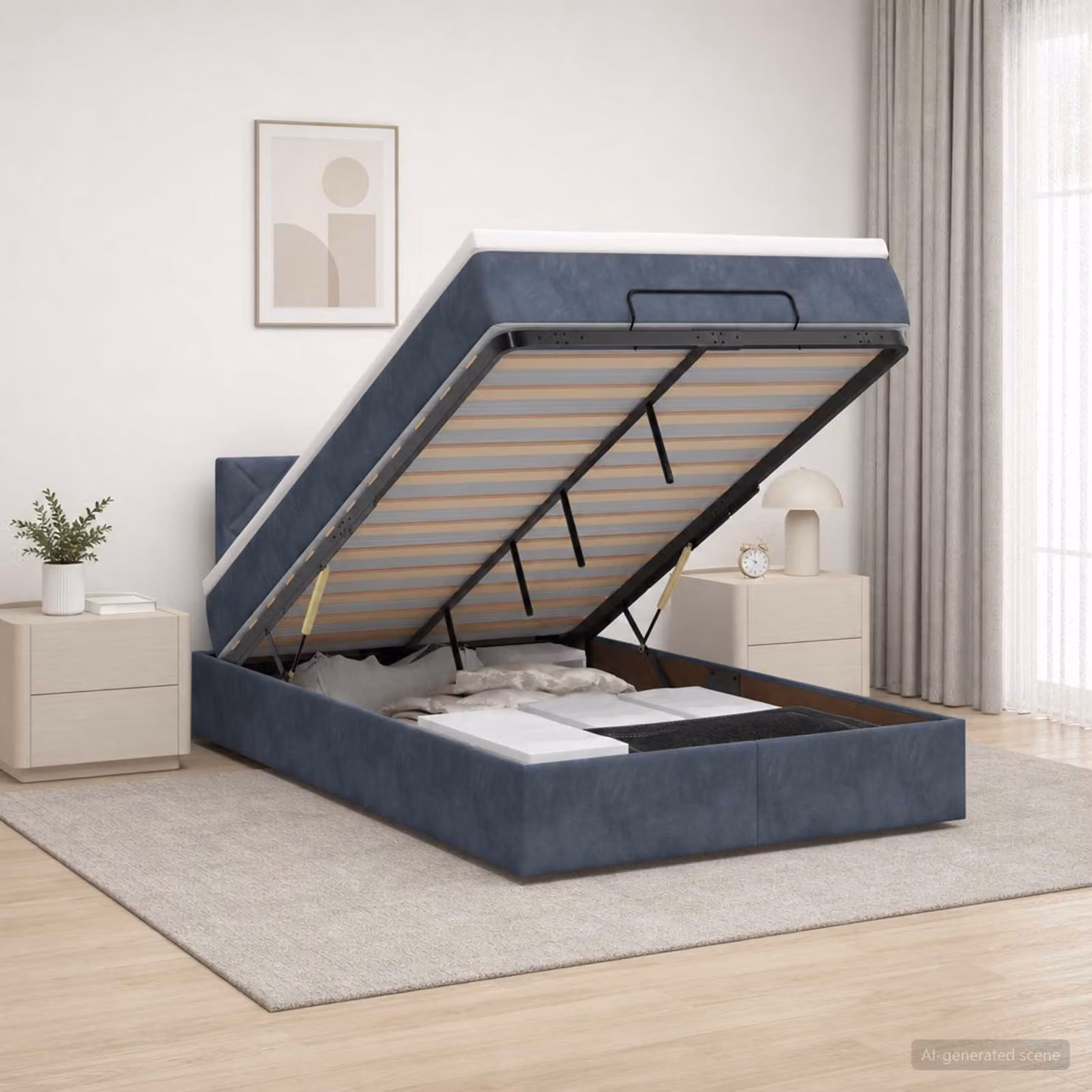 Letto ottomano con materasso vidaXL in velluto Grigio Scuro L: 120 cm, P: 200 cm, H: 88 cm