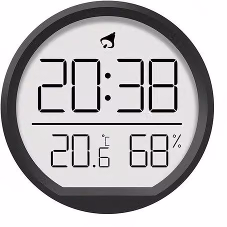 Orologio da parete digitale con termometro LCD e calendario magnetico, ideale per la casa, la cucina e l'ufficio (nero).