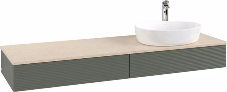 Mobiletto V&B con struttura frontale Antao 160x50cm, HL, WBP botti., lea gre. m Lac