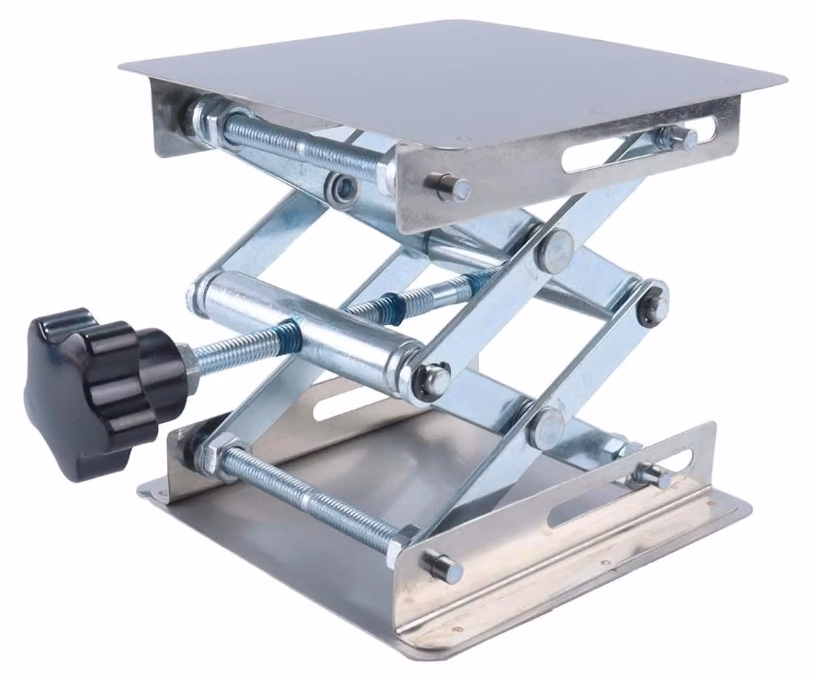 Tavolo da laboratorio in acciaio inossidabile, dimensioni 100x100 mm, altezza regolabile da 50 a 155 mm