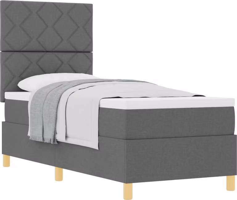 Letto a molle con materasso Grigio scuro 80 x 200 cm Tessuto