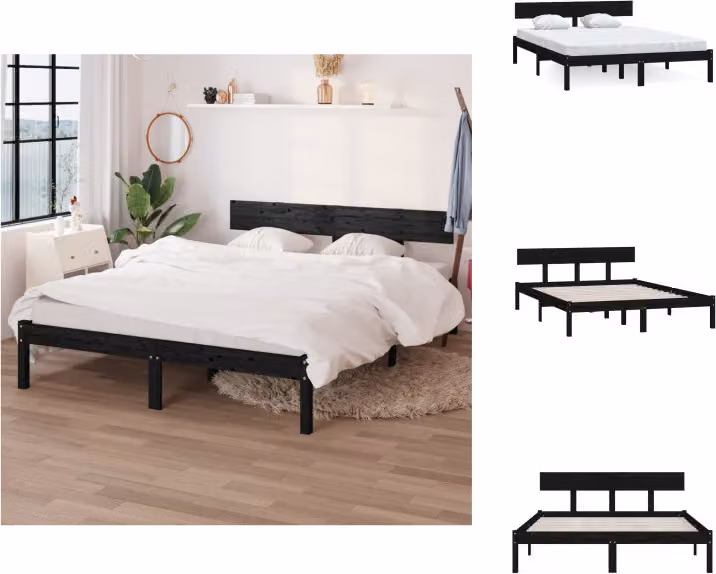 vidaXL Letto in legno massiccio di pino nero 120x200 cm - Letti e strutture letto