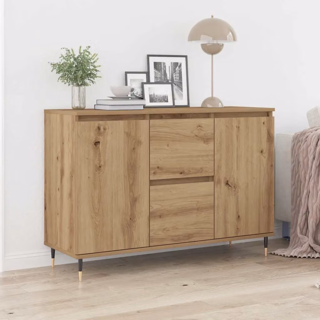 Credenza moderna vidaXL in rovere e legno, colore marrone e nero, L: 101,5 cm, P: 35 cm, H: 70 cm