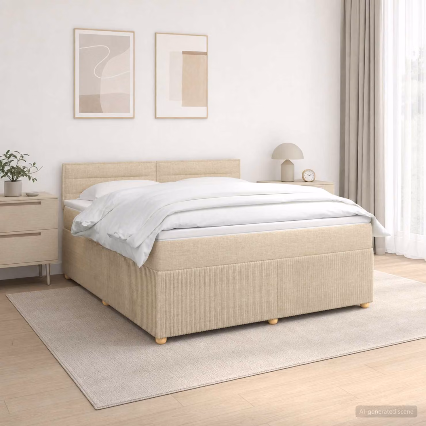 Letto box spring ibrido vidaXL con materasso a molle insacchettate, struttura in legno e tessuto, L/P: 160 x 200 cm